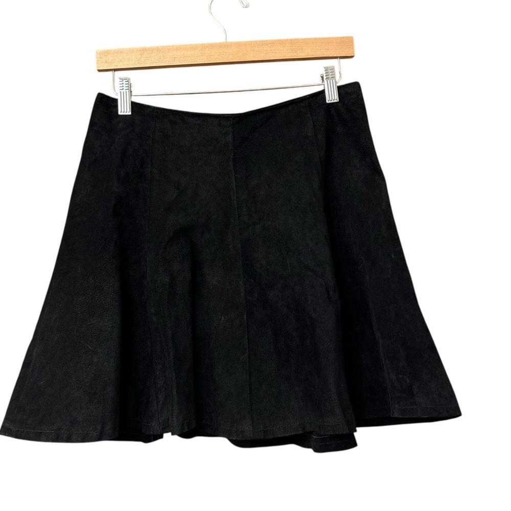 Vintage Frontier collection Genuine Pig Leather A Line Short Skirt Black Size 10